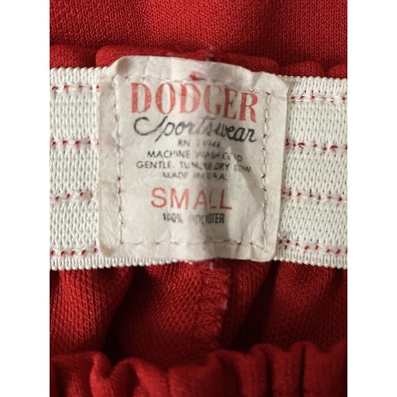 Vintage Dodger Sportswear Red Size Small Polyester Elastic Waist Gym Shorts - Picture 3 of 3